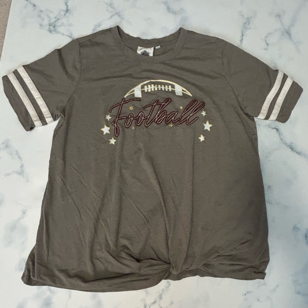 Women's Olive Green Embroidered Football 🏈 Tee